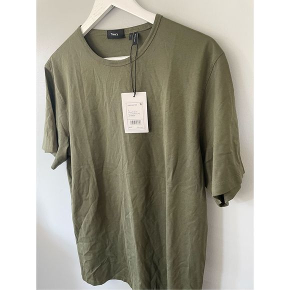 Theory Men’s Large Precision T-Shirt Olive Branch Luxe Cotton NWT - Picture 4 of 5